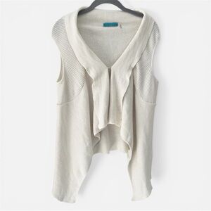 Alice + Olivia Cream Linen Sleeveless Draped Front Vest